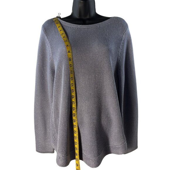 Chicos Metallic Knit Sweater Womens Size 2 Silver Acrylic Blend Long Sleeve Casu - Picture 6 of 7